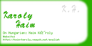 karoly haim business card